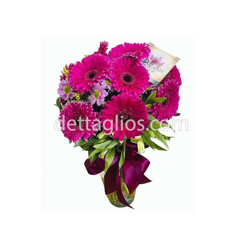 10 gerberas en jarrón