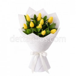 10 tulipanes amarillos en Bouquet