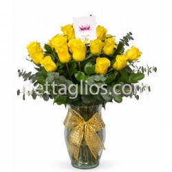 Diseño Floral de 24 rosas amarillas