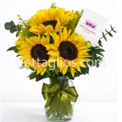 6 girasoles en jarron