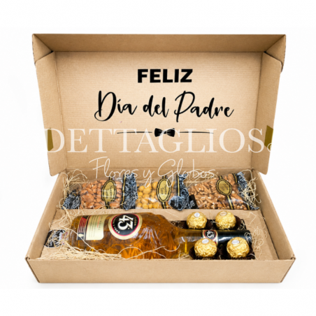 Obsequio en caja con botanas seleccionadas y licor 43